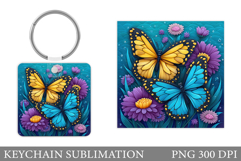 Butterflies Keychain Design. Butterfly Keychain Sublimation Product Image 1