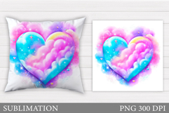 Heart Pillow Design. Valentines Pillow Sublimation Product Image 1