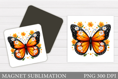 Butterfly Flowers Sublimation. Butterfly Magnet Sublimation Product Image 1