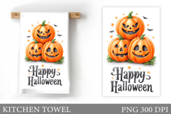 Scary Pumpkin Towel Design. Halloween Kitchen Towel Product Image 1