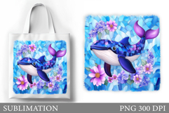 Whale Sublimation. Whale Tote Bag Sublimation Product Image 1