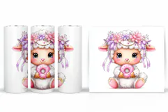Cute Lamb Tumbler Design. Lamb Spring Tumbler Sublimation Product Image 2