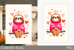 Valentines Sloth Garden Flag. Valentines Garden Flag Design Product Image 1