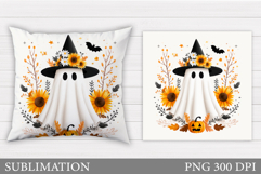 Halloween Ghost Pillow Design. Halloween Ghost Sublimation Product Image 1