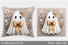 Cute Ghost Pillow Design. Cute Ghost Sublimation Product Image 1