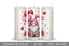 Valentines Gnome Tumbler. Valentines Tumbler Sublimation Product Image 1