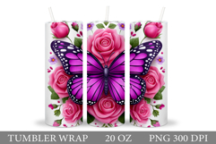 Butterfly Flowers Tumbler. Butterfly Tumbler Sublimation Product Image 1