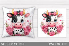 Cute Cow Pillow Design. Cute Cow Sublimation Product Image 1