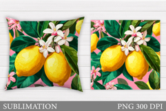 Lemons Pillow Design. Lemons Flowers Sublimation Product Image 1