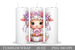 Cute Lamb Tumbler Design. Lamb Spring Tumbler Sublimation Product Image 1