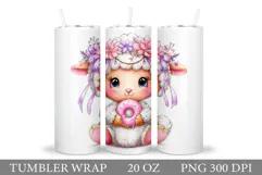 Cute Lamb Tumbler Design. Lamb Spring Tumbler Sublimation Product Image 1