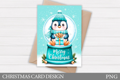 Christmas Penguin Card. Christmas Card Printable Product Image 1