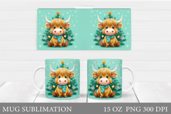 Christmas Cow Mug Design. Christmas Mug Sublimation Product Image 1