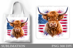 Patriotic Cow Tote Bag Design. Patriotic Cow Sublimation Product Image 1