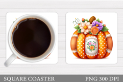 Fall Pumpkin Coaster. Fall Coaster Sublimation Product Image 1