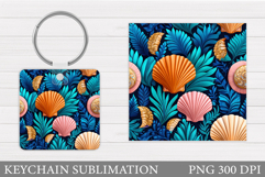 Seashell Keychain Sublimation. Sea Keychain Design Product Image 1