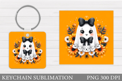 Halloween Ghost Keychain. Halloween Keychain Sublimation Product Image 1