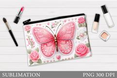 Butterfly Makeup Bag. Butterflly Makeup Pouch Sublimation Product Image 1