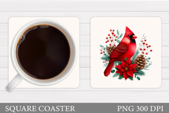 Cardinal Coaster Sublimation. Christmas Coaster Design Product Image 1