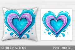 Heart Pillow Sublimation. Valentines Pillow Design Product Image 1