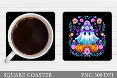 Iridescent Ghost Coaster Design. Cute Halloween Sublimation Product Image 1