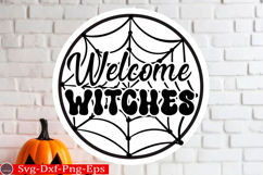 Welcome Witches Round Sign SVG Halloween SVG Design Product Image 1