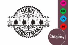 Farmhouse Christmas Round Sign SVG Design Product Image 1