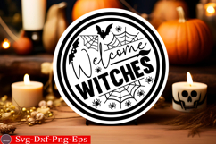 Welcome Witches Round Sign SVG Halloween SVG Design Product Image 1