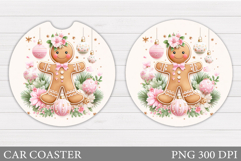 Gingerbread Car Coaster. Christmas Car Coaster Sublimation Product Image 1