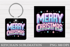 Merry Christmas Keychain. Christmas Keychain Sublimation Product Image 1
