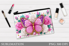 Butterflly Sublimation. Butterfly Makeup Bag Design Product Image 1