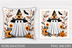 Halloween Ghost Pillow Design. Halloween Ghost Sublimation Product Image 1