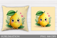 Cute Lemon Pillow Design. Cute Lemon Sublimation Product Image 1