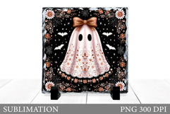 Cute Ghost Slate Design. Halloween Slate Sublimation Product Image 1