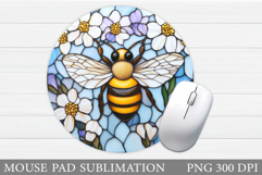 Bee Mouse Pad Design. Bee Flowers Mouse Pad Sublimation Product Image 1