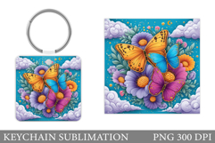Butterflies Keychain Design. Butterfly Keychain Sublimation Product Image 1