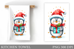 Christmas Penguin Kitchen Towel. Christmas Kitchen Towel Product Image 1