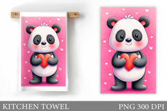 Valentines Panda Kitchen Towel. Valentines Kitchen Towel Product Image 1