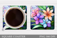 Floral Coaster Design. Flowers Coaster Sublimation Product Image 1