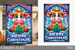 Christmas Cow Garden Flag. Christmas Garden Flag Sublimation Product Image 1