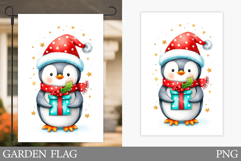 Penguin Garden Flag. Christmas Garden Flag Sublimation Product Image 1