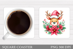 Christmas Deer Coaster Sublimation. Christmas Coaster Design Product Image 1