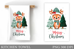 Christmas Deer Kitchen Towel. Christmas Kitchen Towel Design Product Image 1