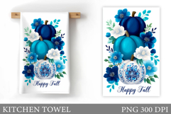 Pumpkin Kitchen Towel Design. Pumpkin Flowers Sublimation Product Image 1