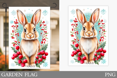 Christmas Bunny Garden Flag. Christmas Garden Flag Design Product Image 1