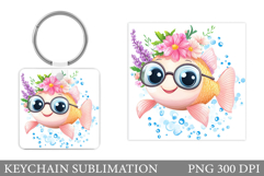 Cute Fish Keychain Design. Cute Fish Sublimation Product Image 1