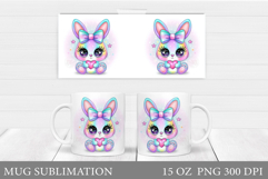 Valentines Bunny Mug Wrap Design. Bunny Mug Sublimation Product Image 1