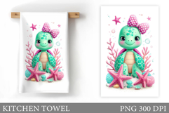 Turtle Kitchen Towel Design. Sea Turtle Sublimation Product Image 1