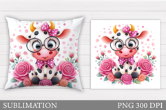 Cute Cow Pillow Design. Cute Cow Sublimation Product Image 1