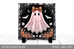 Cute Ghost Slate Design. Halloween Sublimation Product Image 1